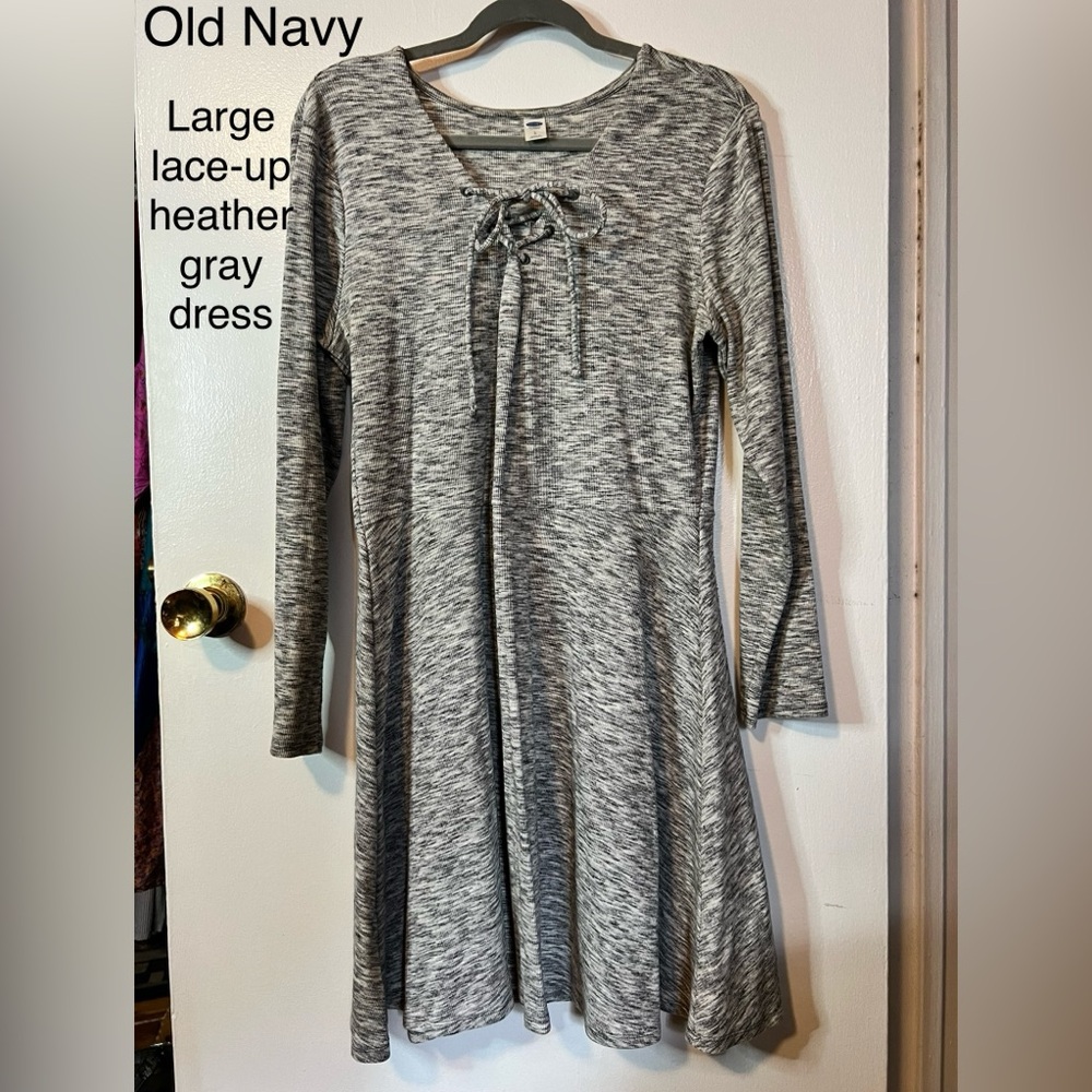 Old Navy lace-up heather gray dress L
